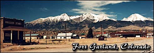 Looking across Fort Garland, Colorado at the Blanca Massif and Mt. Lindsey